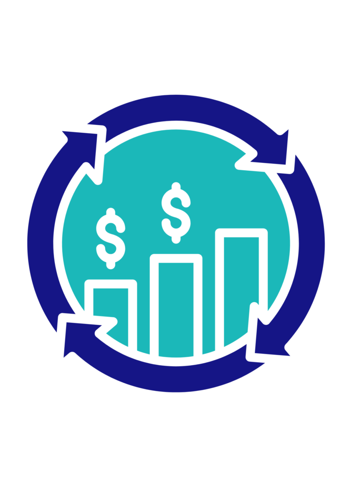 Revenue cycle management (RCM) icon for end to end medical billing and financial performance services.